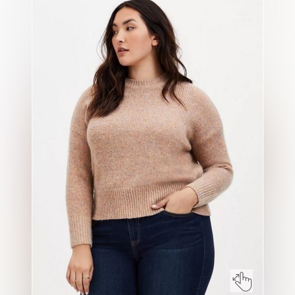 torrid Sweaters - Torrid Lurex Dusty‎ Rose Tan Metallic and Wool Blend Multicolor Crewneck Sweater